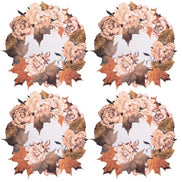 Conjunto de 4 Jogos Americanos Premium Impermeáveis Guirlanda de Flores de Bordo de Ação de Graças
