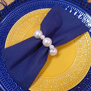 Charlo's Set of 4 Navy Blue 100% Cotton Solid Cloth Napkins 15