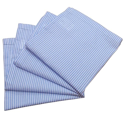 Charlo's Set of 4 Blue Striped 100% Cotton Cloth Napkins 15" by 15" Washable Reusable