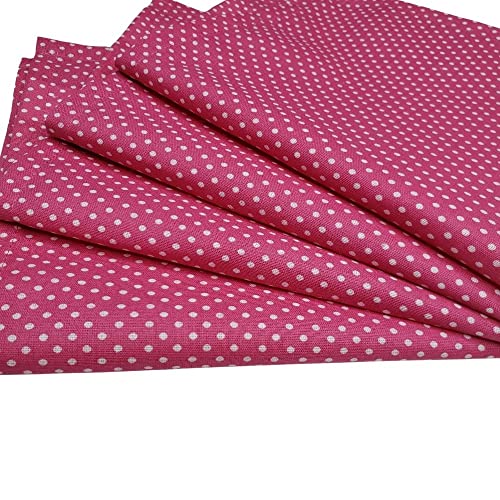 Charlo's Set of 4 Light Dark Pink Polka Dot 100% Cotton Cloth Napkins 15" by 15" Washable Reusable
