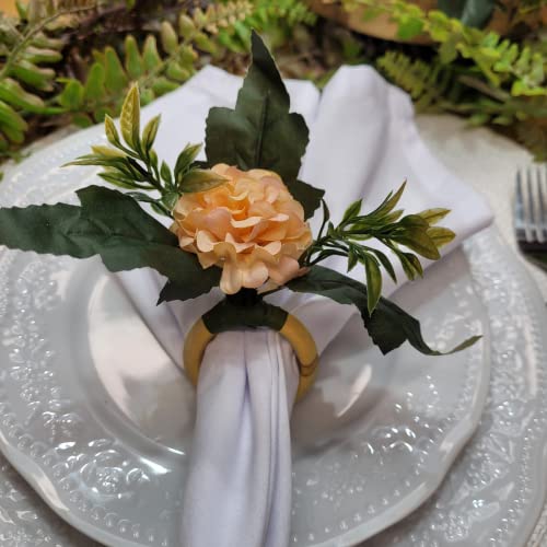 Charlo's Set of 4 Nude Chrysanthemum Charm Napkin Rings for dining table decor