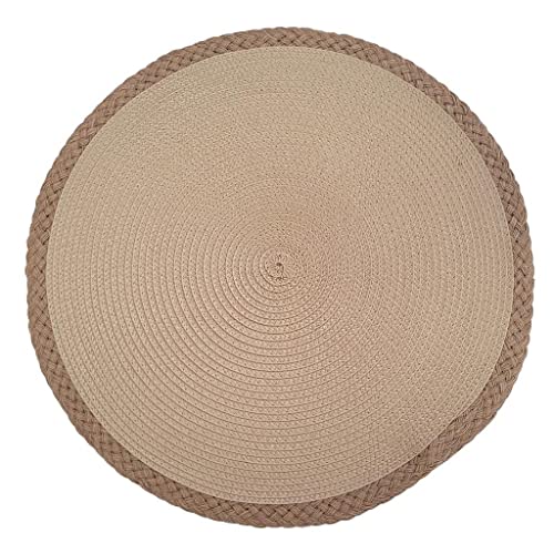 Set of 4 Tabletop Collection Indoor/Outdoor Beige String Round Placemat 15" Dia