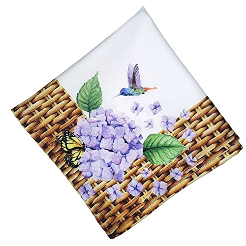 Charlo's Cloth Napkins Set of 4 Hydrangeas Flower Bird 16