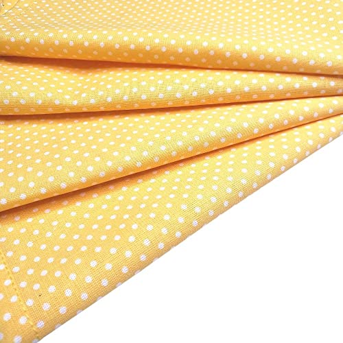 Charlo's Set of 4 Yellow Polka Dot 100% Cotton Cloth Napkins 15" by 15" Washable Reusable