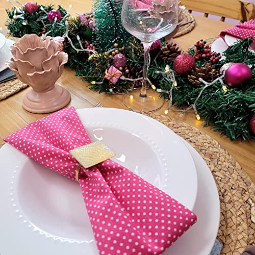 Charlo - Conjunto de 4 guardanapos de pano 100% algodão, rosa claro e escuro, com bolinhas, 38 x 38 cm, laváveis e reutilizáveis