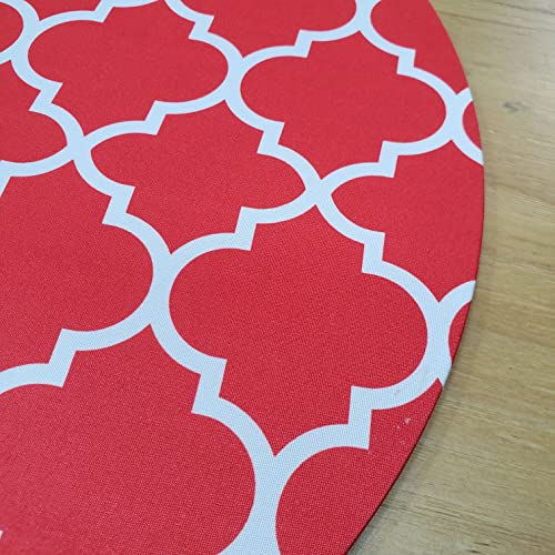 Conjunto de 4 Capas de Sousplat Redondas 35 cm de Diâmetro Arabesco Vermelho