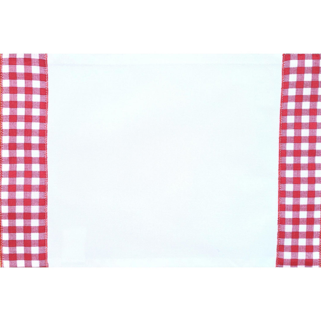 Conjunto com 4 Jogos Americanos de Sarja de Algodão Branca com Bordado Xadrez Vermelho 45x30cm