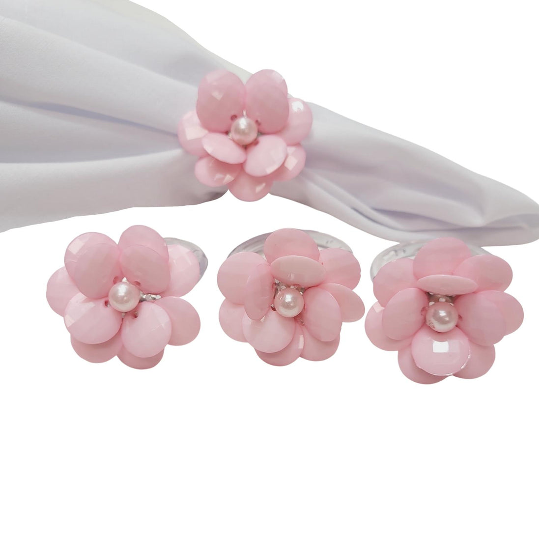 Maison Charlô | Conjunto de 4 Anéis de Guardanapo Delicados com Flores | Casamento, Ação de Graças, Natal, Ano Novo, Casamento, Banquete, Aniversário