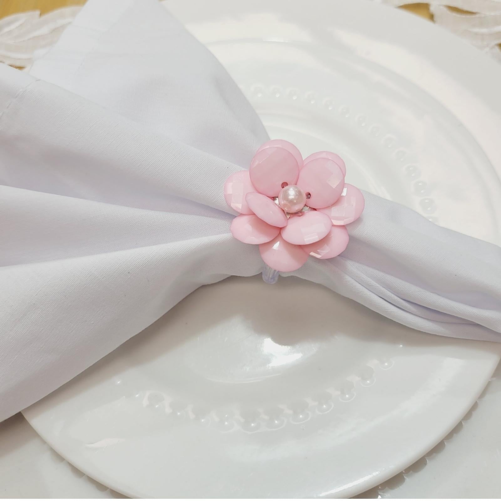 Maison Charlô | Conjunto de 4 Anéis de Guardanapo Delicados com Flores | Casamento, Ação de Graças, Natal, Ano Novo, Casamento, Banquete, Aniversário