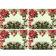 Set of 4 Placemats Christmas Party Wreath Cloth Waterproof 17