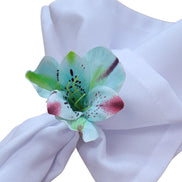 Maison Charlô | Wholesale Set of 20 Turquoise Small Astromelia Napkin Rings for event, restaurant, market