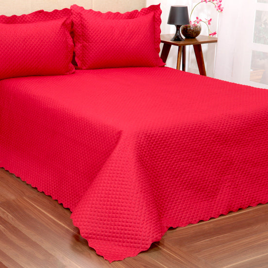 Kit Cobreleito Queen Clássico 3 Peças Rosa Matelado Microfibra 240x250 cm