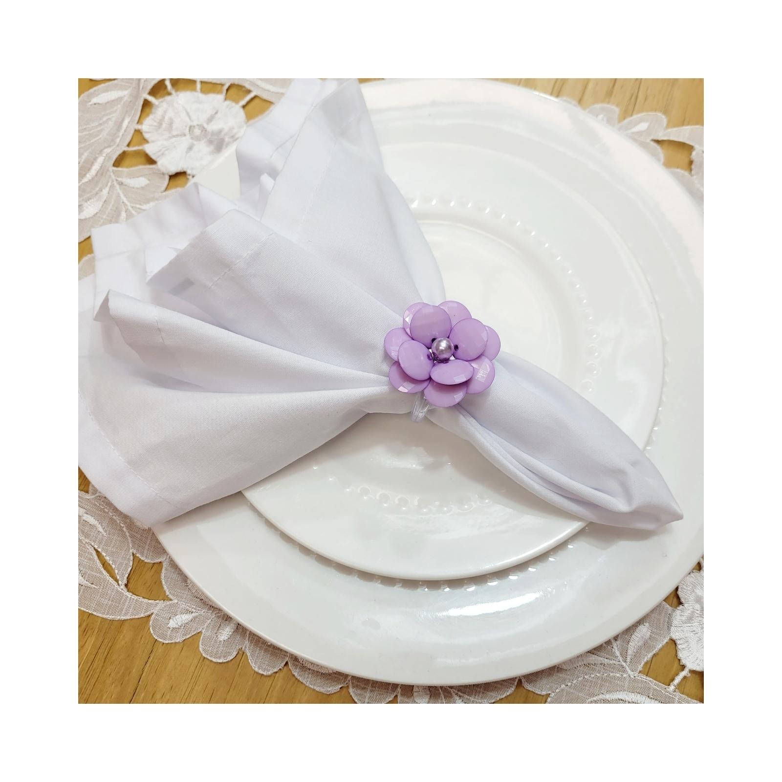 Maison Charlô | Conjunto de 4 Anéis de Guardanapo Delicados com Flores | Casamento, Ação de Graças, Natal, Ano Novo, Casamento, Banquete, Aniversário