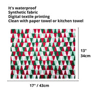 Set of 4 Placemats Christmas Tree Tile Cloth Waterproof 17