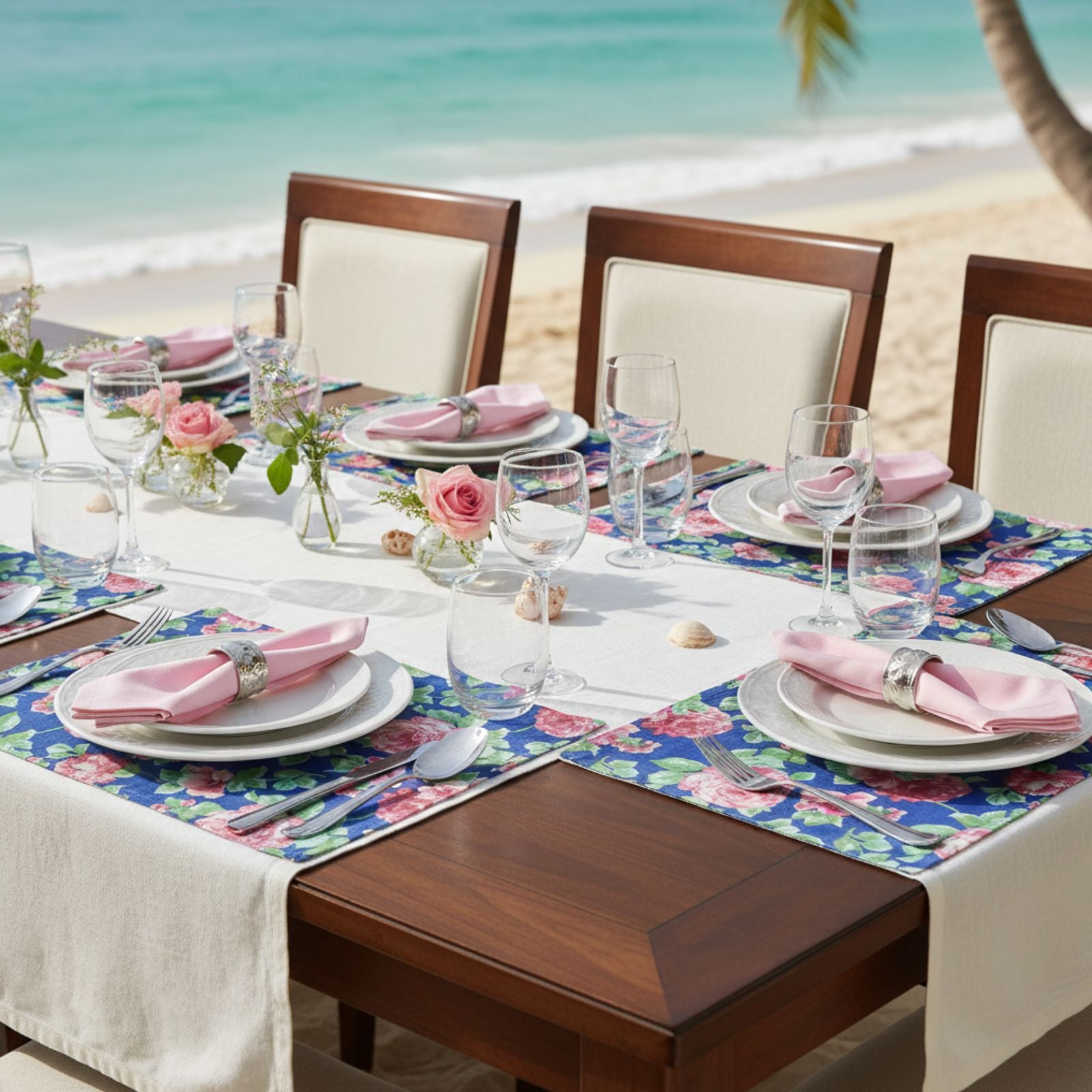 Charlo's Set of 4 Rectangular Placemats Celestial Floral 18