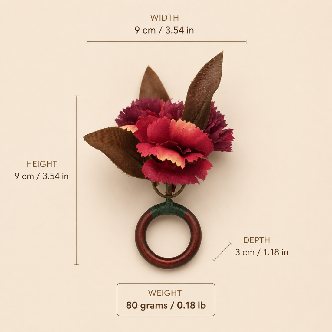 Maison Charlô | Conjunto de 4 Anéis de Guardanapo de Cravo Marsala Vermelho para eventos, casamento, festa, aniversário