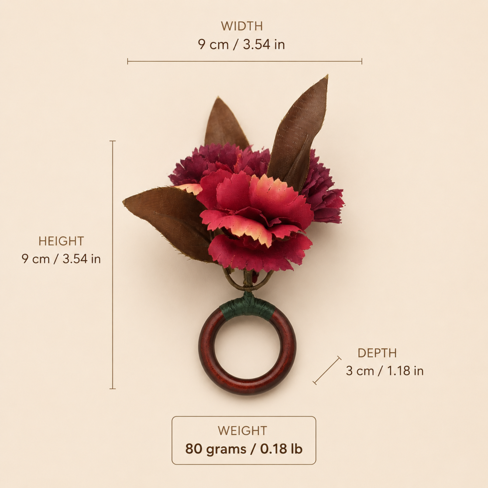 Maison Charlô | Conjunto de 4 Anéis de Guardanapo de Cravo Marsala Vermelho para eventos, casamento, festa, aniversário