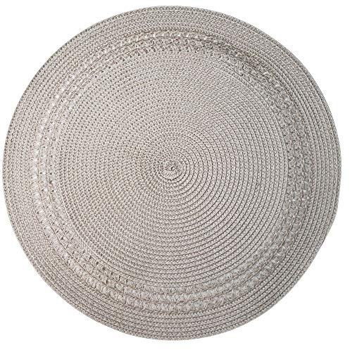 Set of 4 Tabletop Collection Indoor/Outdoor Beige DOT Round Placemat 15" Dia
