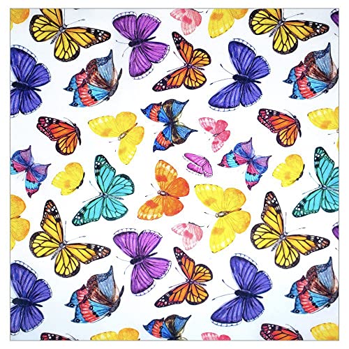 Charlo's Cloth Napkins Set of 4 Charlo's Butterflies 16" by 16" - White