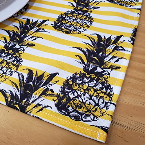 Conjunto de 4 Jogos Americanos Retangulares Impermeáveis Listrados Abacaxi 43 x 33 cm Amarelo