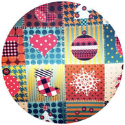 Set of 4 Round Placemats Covers Christmas Patchwork Cloth 14