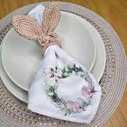 Set of 4 Tabletop Collection Indoor/Outdoor Beige DOT Round Placemat 15