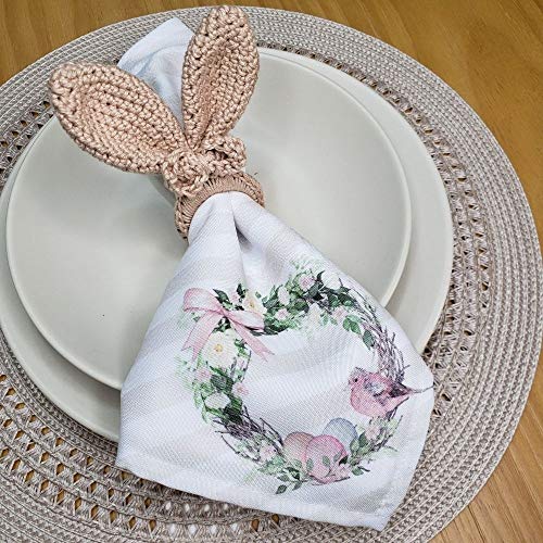 Set of 4 Tabletop Collection Indoor/Outdoor Beige DOT Round Placemat 15