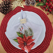 Charlo's Cloth Napkins Set of 4 Christmas Red Flower 16
