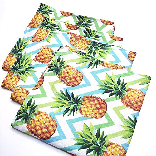 Charlo's Cloth Napkins Set of 4 Pineapple Zigzag 16" by 16" - Green