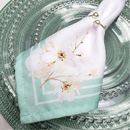 Charlo's Cloth Napkins Set of 4 Water Green Floral  16