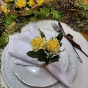 Argolas de Guardanapo Charlo Conjunto de 4 com Duo Crisântemos Amarelos para Decoração de Mesa de Jantar