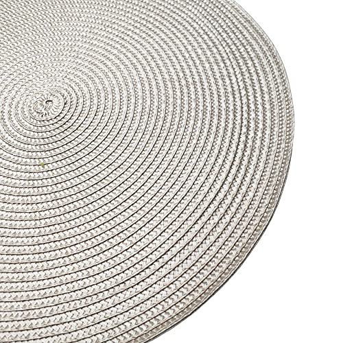 Set of 4 Tabletop Collection Indoor/Outdoor Silver Round Placemat 15" Dia