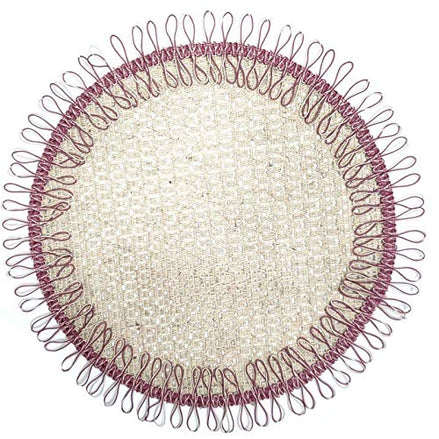 Charlo's Set of 2 Pink Beige Sustainable Brazilian Jute Liz Round Placemats Sousplat 16" dia
