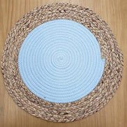 Charlo's Set of 4 Natural Fibers Sousplat Placemat Gypsy Glacial Blue 16 inch dia