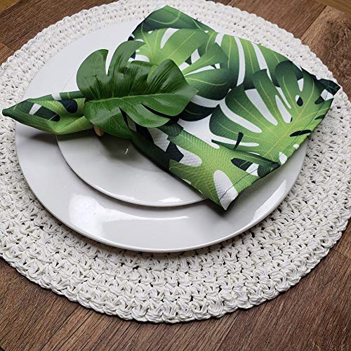 Charlo's Cloth Napkins Set of 4 Green Palm Leaf Monstera Tropical 16" by 16" - Green