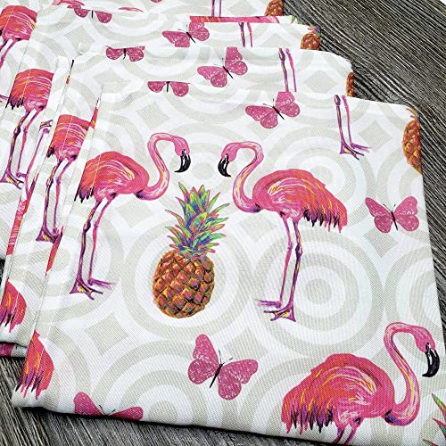 Charlo's Cloth Napkins Set of 4 Pineapple Flamingo 16