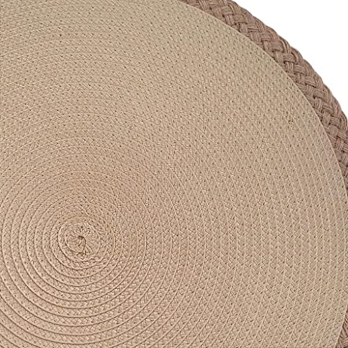 Set of 4 Tabletop Collection Indoor/Outdoor Beige String Round Placemat 15