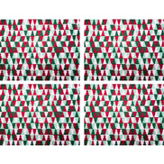 Set of 4 Placemats Christmas Tree Tile Cloth Waterproof 17