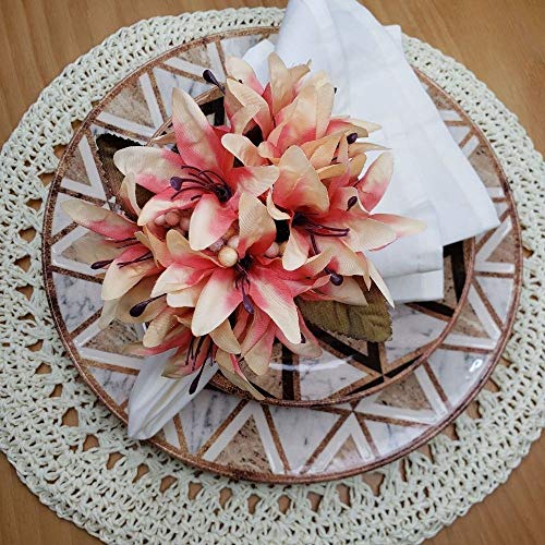 Charlo's Set of 4 Off White Sustainable Rustic Chic Round Placemats 16
