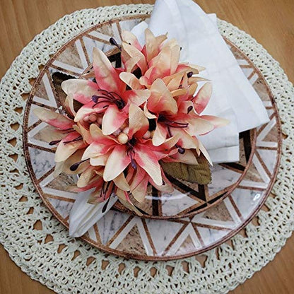 Charlo's Set of 4 Off White Sustainable Rustic Chic Round Placemats 16" x 16"