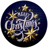 Conjunto de 4 capas redondas para jogos americanos, tecido Feliz Natal, 35,5 cm diâmetro