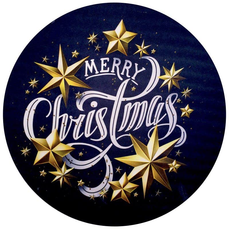 Conjunto de 4 capas redondas para jogos americanos, tecido Feliz Natal, 35,5 cm diâmetro