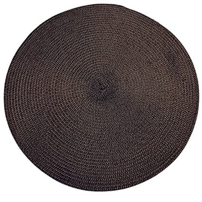 Set of 4 Tabletop Collection Indoor/Outdoor Brown Round Placemat 15" Dia
