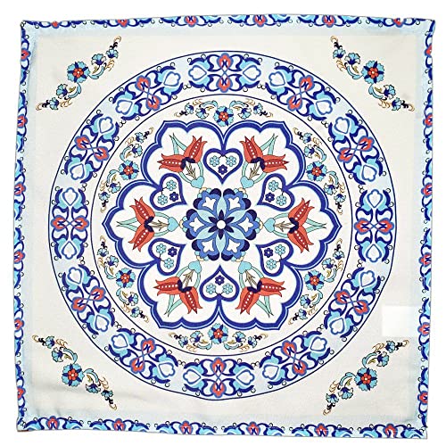 Charlo's Cloth Napkins Set of 4 Beautiful Mandala 16" by 16" Dining Table Reusable Washable Blue