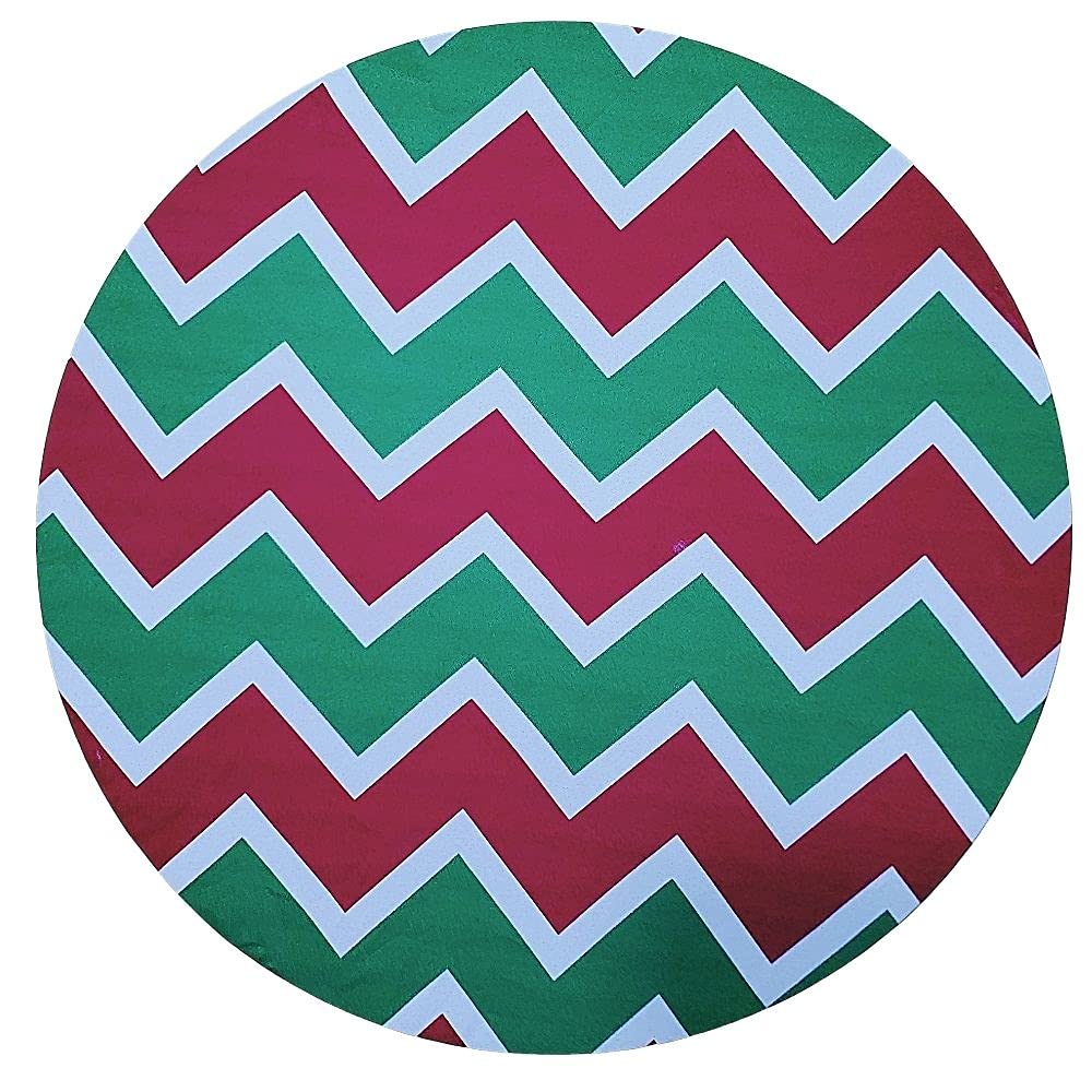 Set of 4 Round Placemats Covers Christmas Chevron Green Red Cloth 14