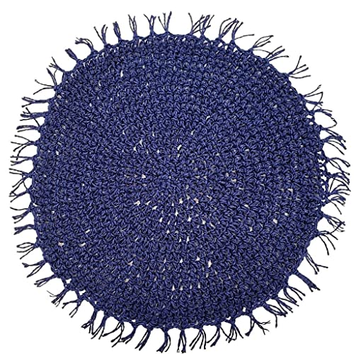 Jogo com 4 Jogos Americanos Redondos Charlo Azul Marinho Rústico Chique Sustentável 40,6 x 40,6 cm