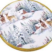 Jogo de 4 Capas Redondas para Jogo Americano, Estampa Rena de Natal, Tecido Sintético, 35,5 cm de Diâmetro | Vermelho