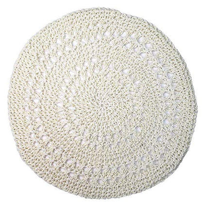 Charlo's Set of 4 Off White Sustainable Rustic Chic Round Placemats 16" x 16"