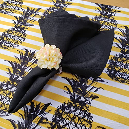 Conjunto de 4 Jogos Americanos Retangulares Impermeáveis Listrados Abacaxi 43 x 33 cm Amarelo