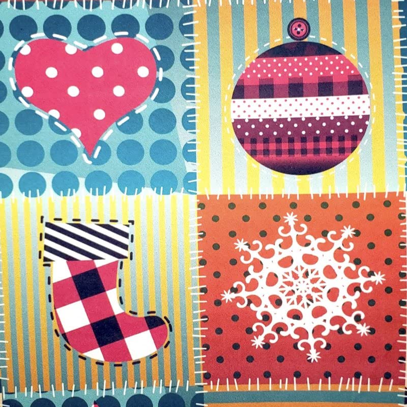 Set of 4 Round Placemats Covers Christmas Patchwork Cloth 14